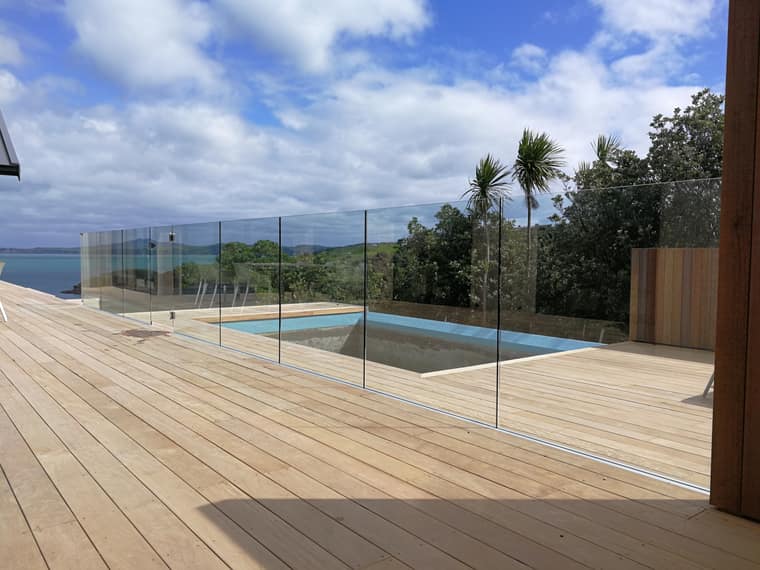 natural Garapa pool Deck with glass pool balustrade Cape Town