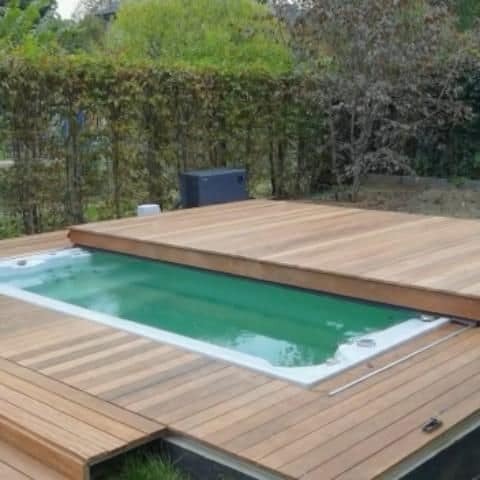 Garapa sliding hot tub deck cover Franschoek