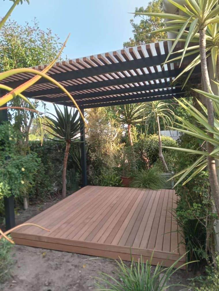 floating garden deck with slatted balau strips cape town